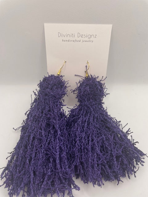 Purple tassel earrings